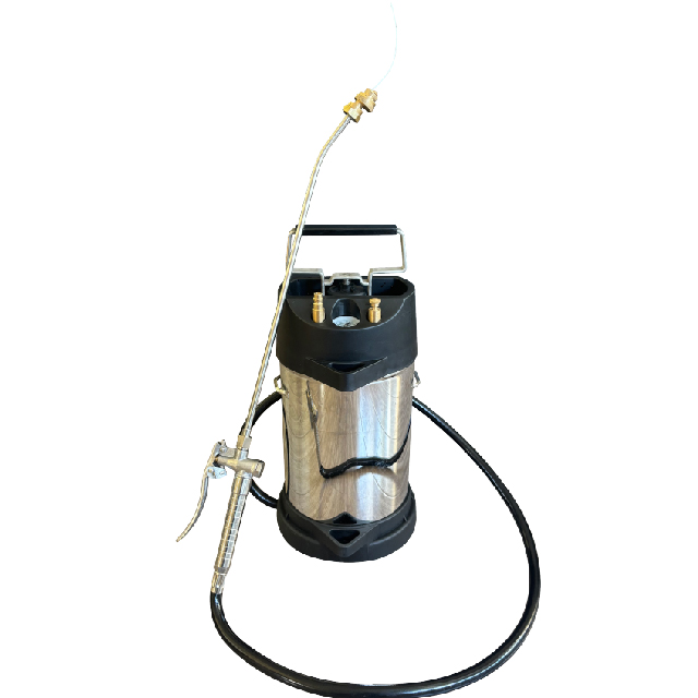 Metal pump sprayer for pest control and chemical application